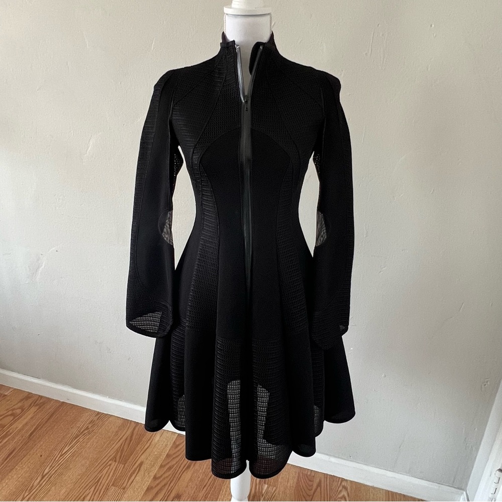 Junya Watanabe COMME DES GARCONS x PUMA $1500 Black Mesh Scuba Zip Coat Dress XS
